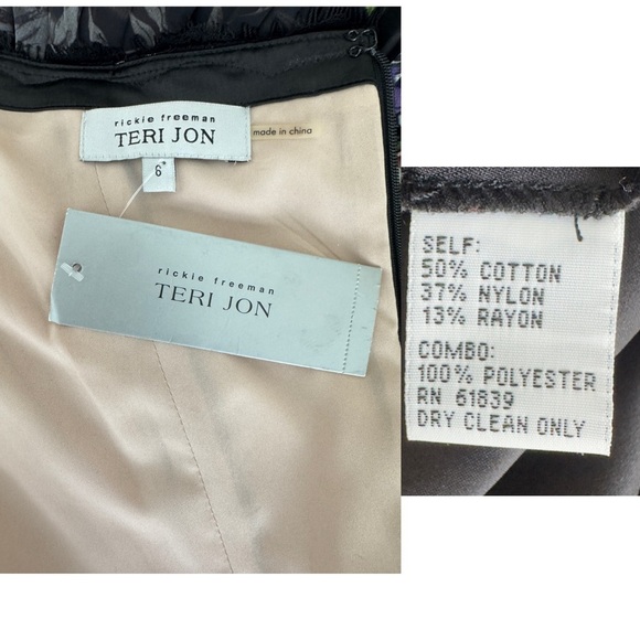 Teri Jon by Rickie Freeman Lace Off Shoulder Bodice Floral Pleated Midi Dress - Picture 13 of 13